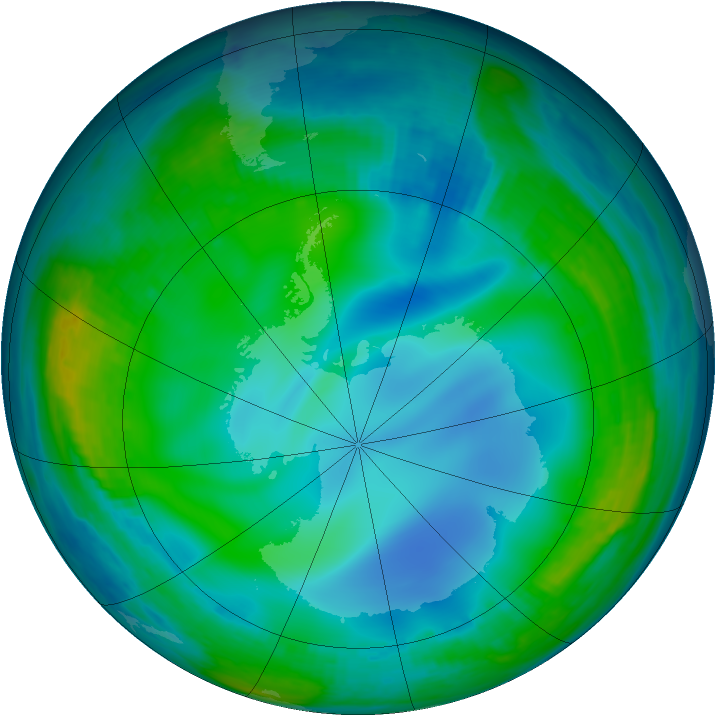 Antarctic ozone map for 14 June 1999